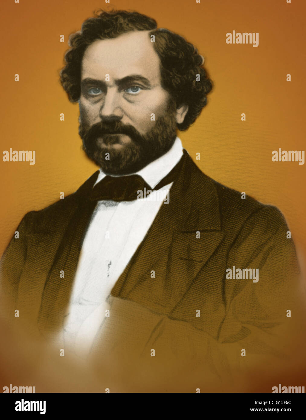 Samuel Colt (1814 -1862) was an American inventor and industrialist. He was the founder of Colt's Patent Fire-Arms Manufacturing Company (Colt's Manufacturing Company), and is widely credited with popularizing the revolver. In 2006, he was inducted into t Stock Photo