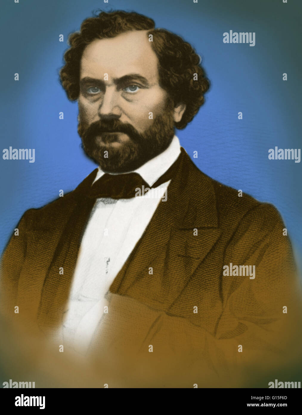 Samuel Colt (1814 -1862) was an American inventor and industrialist. He was the founder of Colt's Patent Fire-Arms Manufacturing Company (Colt's Manufacturing Company), and is widely credited with popularizing the revolver. In 2006, he was inducted into t Stock Photo