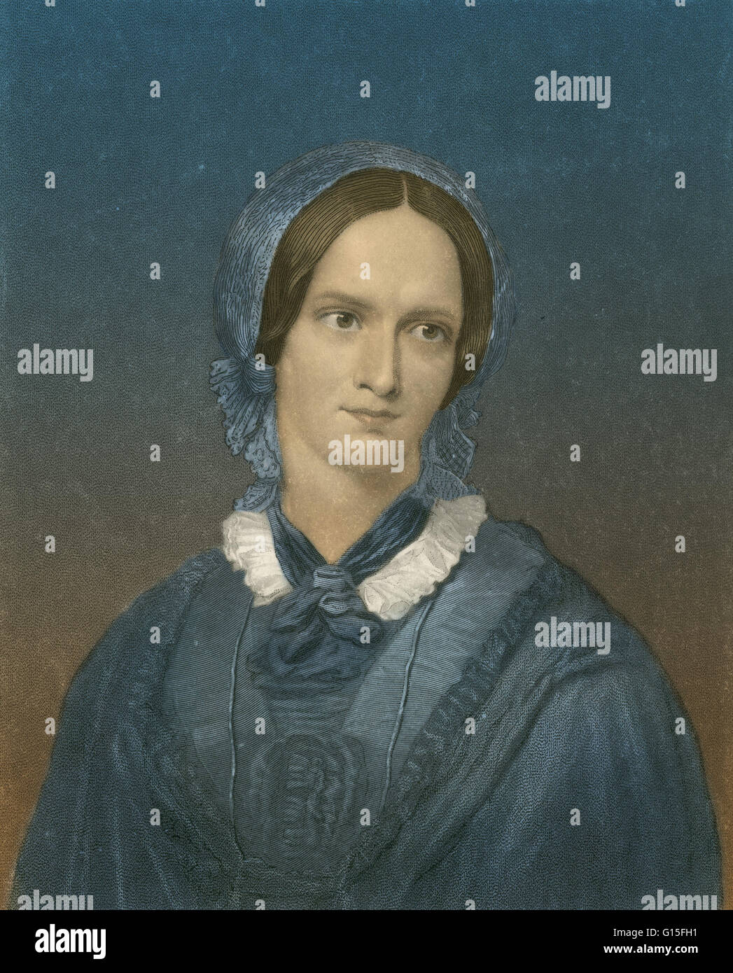 Charlotte Bronte (1816-1855), English novelist. She wrote Jane Eyre and Villette, among other novels. Stock Photo