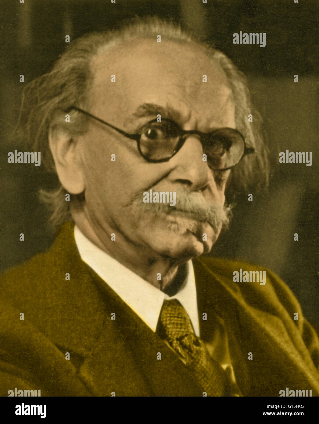 Franz Boas (1858-1942) was a German-American anthropologist and a pioneer of modern anthropology who has been called the "Father of American Anthropology" and "the Father of Modern Anthropology." Like many such pioneers, he trained in other disciplines; h Stock Photo