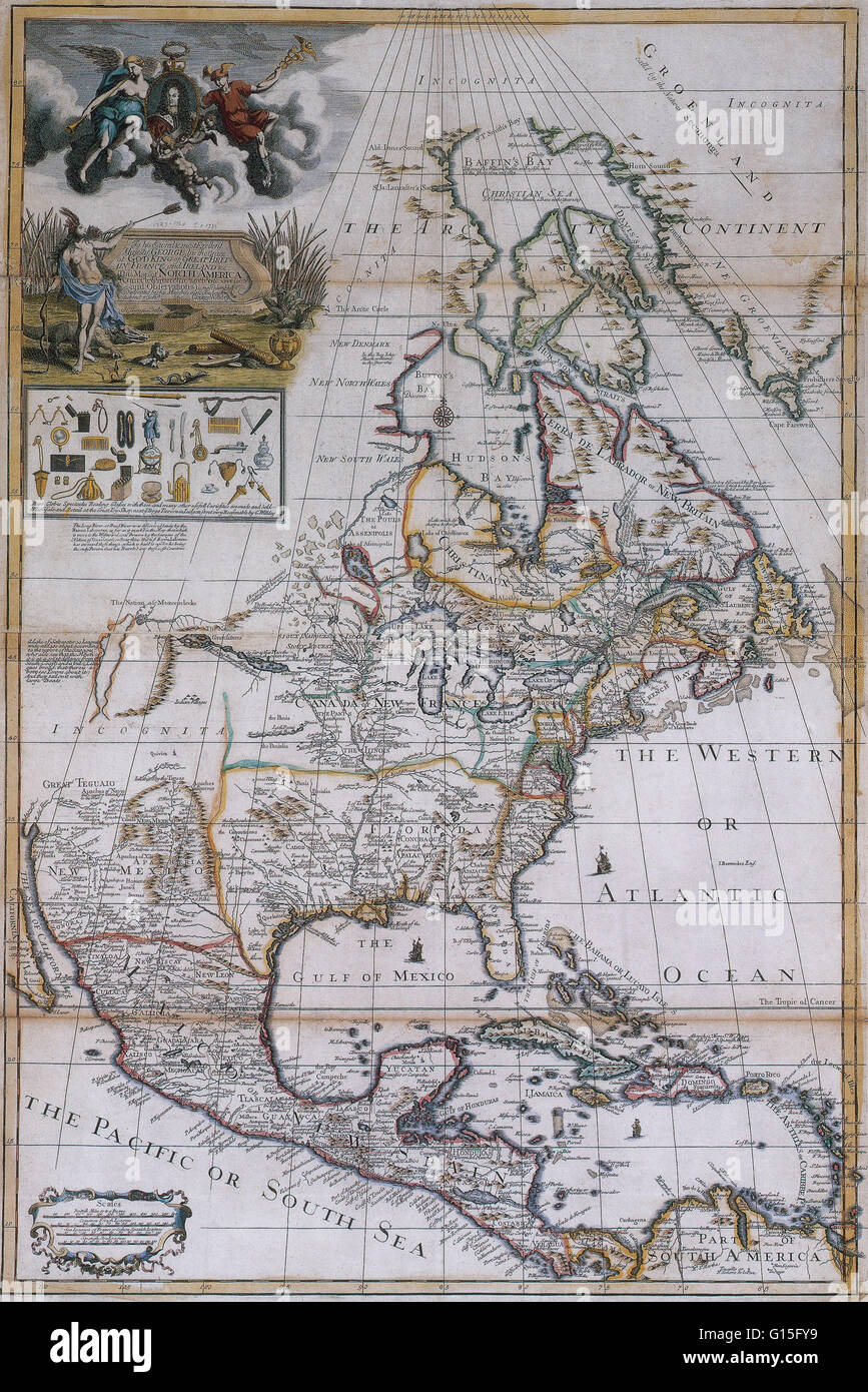 Map of Colonial North America. Stock Photo