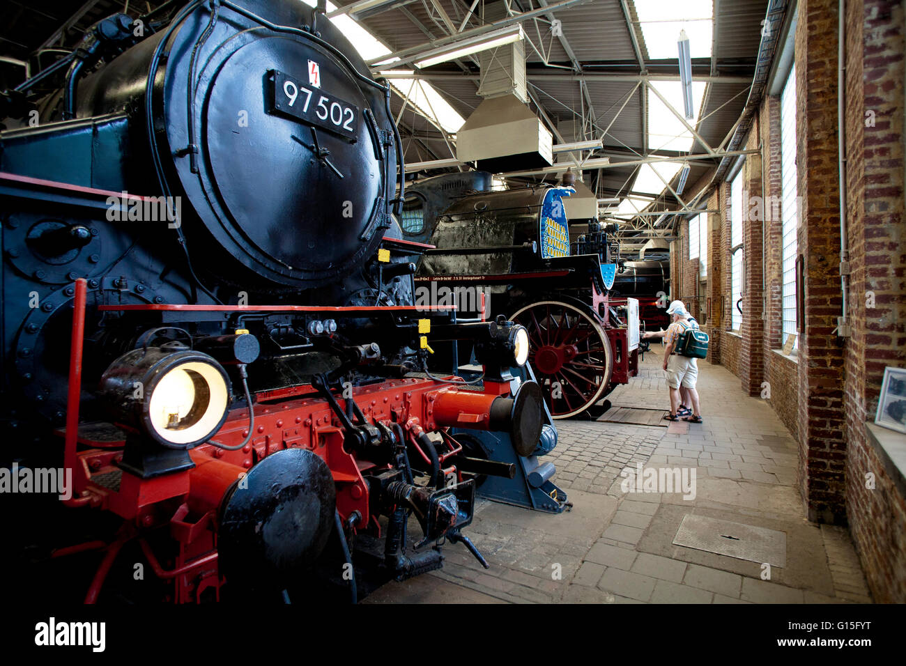 DEU, Germnay, Ruhr area, Bochum, railway museum in the district Dahlhausen, steam engines in a hangar. Stock Photo