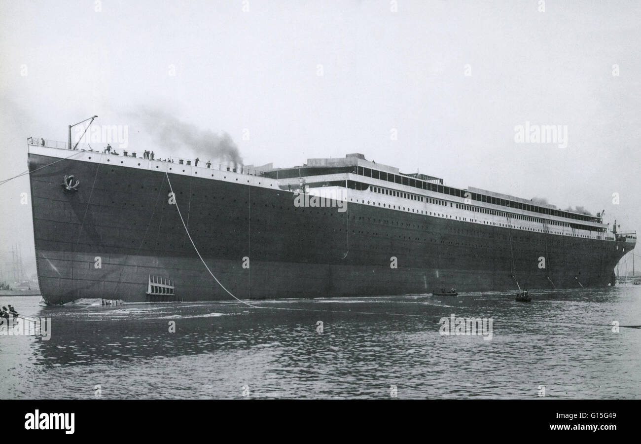 The famous Titanic steamship after t's initial launch, heading the the