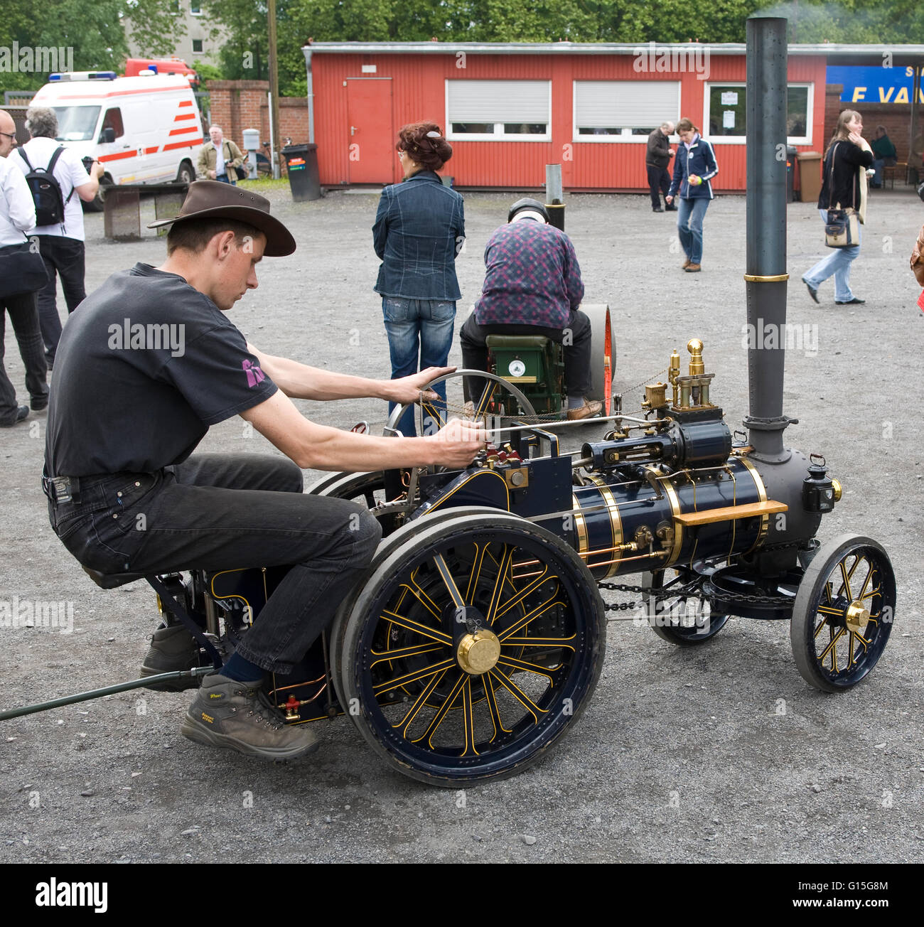 Europe, Germany, North Rhine-Westphalia, Ruhr area, Bochum, the largest festival in Germany for historical steam engines, steam  Stock Photo