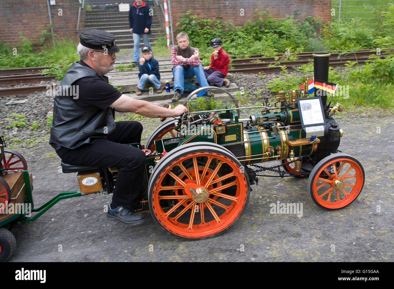 Europe, Germany, North Rhine-Westphalia, Ruhr area, Bochum, the largest festival in Germany for historical steam engines, steam  Stock Photo