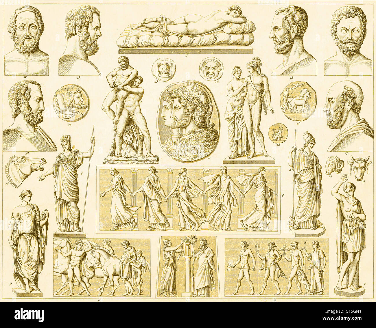 Figures from Greek and Roman mythology. Stock Photo