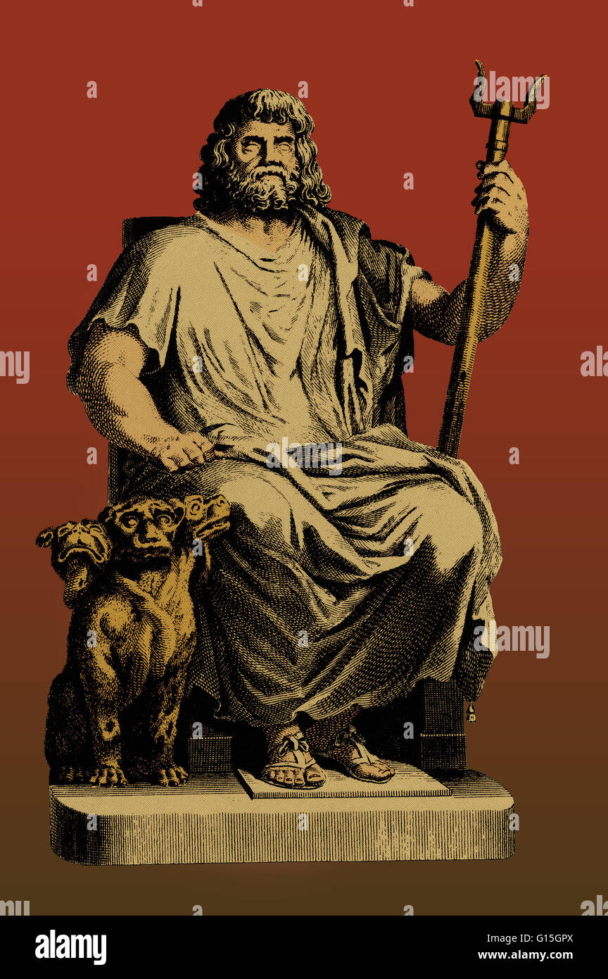 Pluto was the ruler of the underworld in classical mythology. The earlier name for the god was Hades, which became more common as the name of the underworld as a place. In ancient Greek religion and myth, Pluto represents a more positive concept of the go Stock Photo