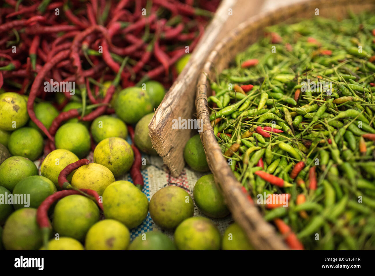 Chillies in market in Pulua Weh, Sumatra, Indonesia, Southeast Asia Stock Photo