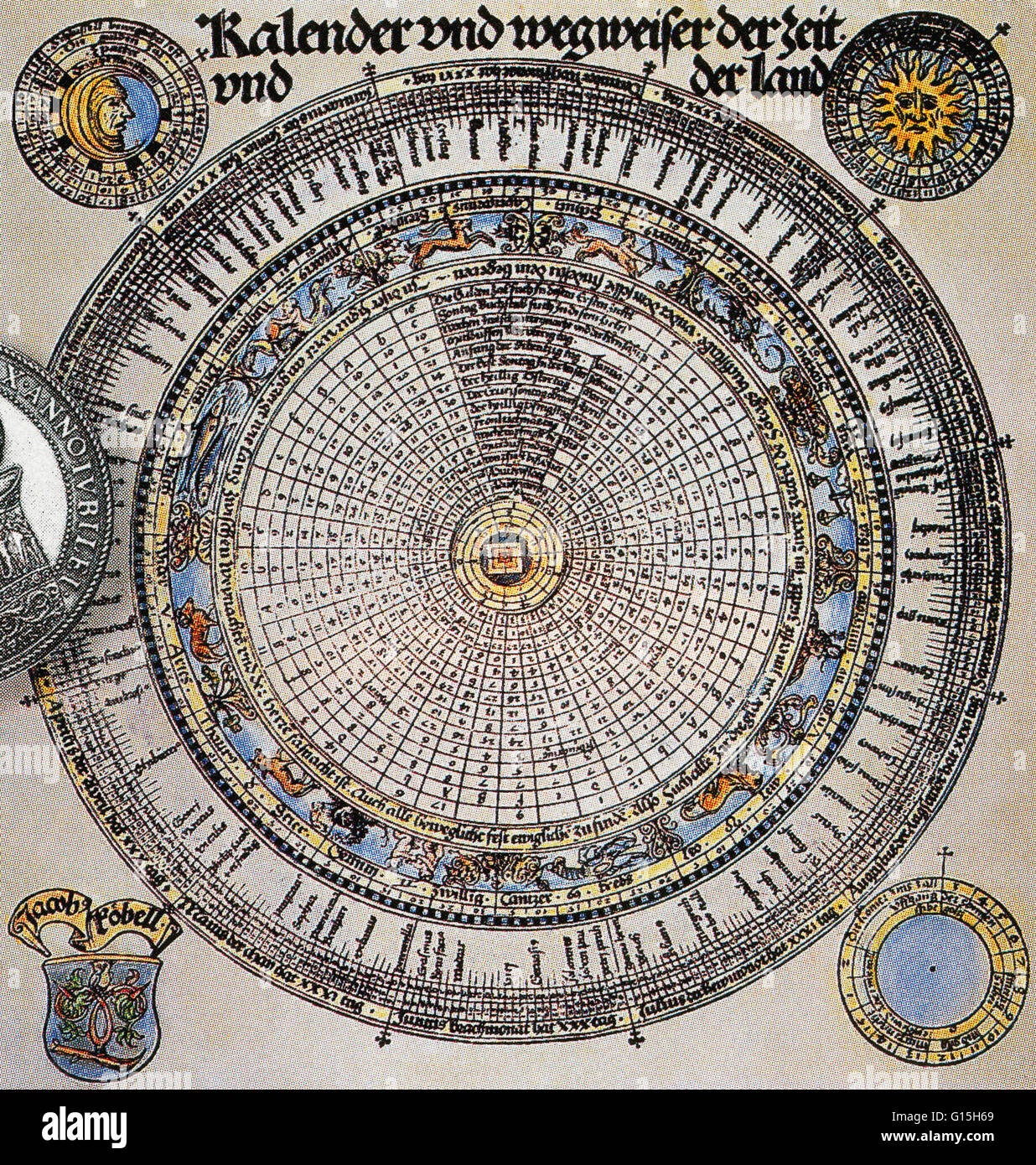 The Gregorian calendar (Western calendar, Christian calendar) is the solar calendar in use throughout most of the world. It was sponsored by Pope Gregory XIII in 1582 as a corrected version of the Julian calendar. The ordinary year is made to consist of 3 Stock Photo