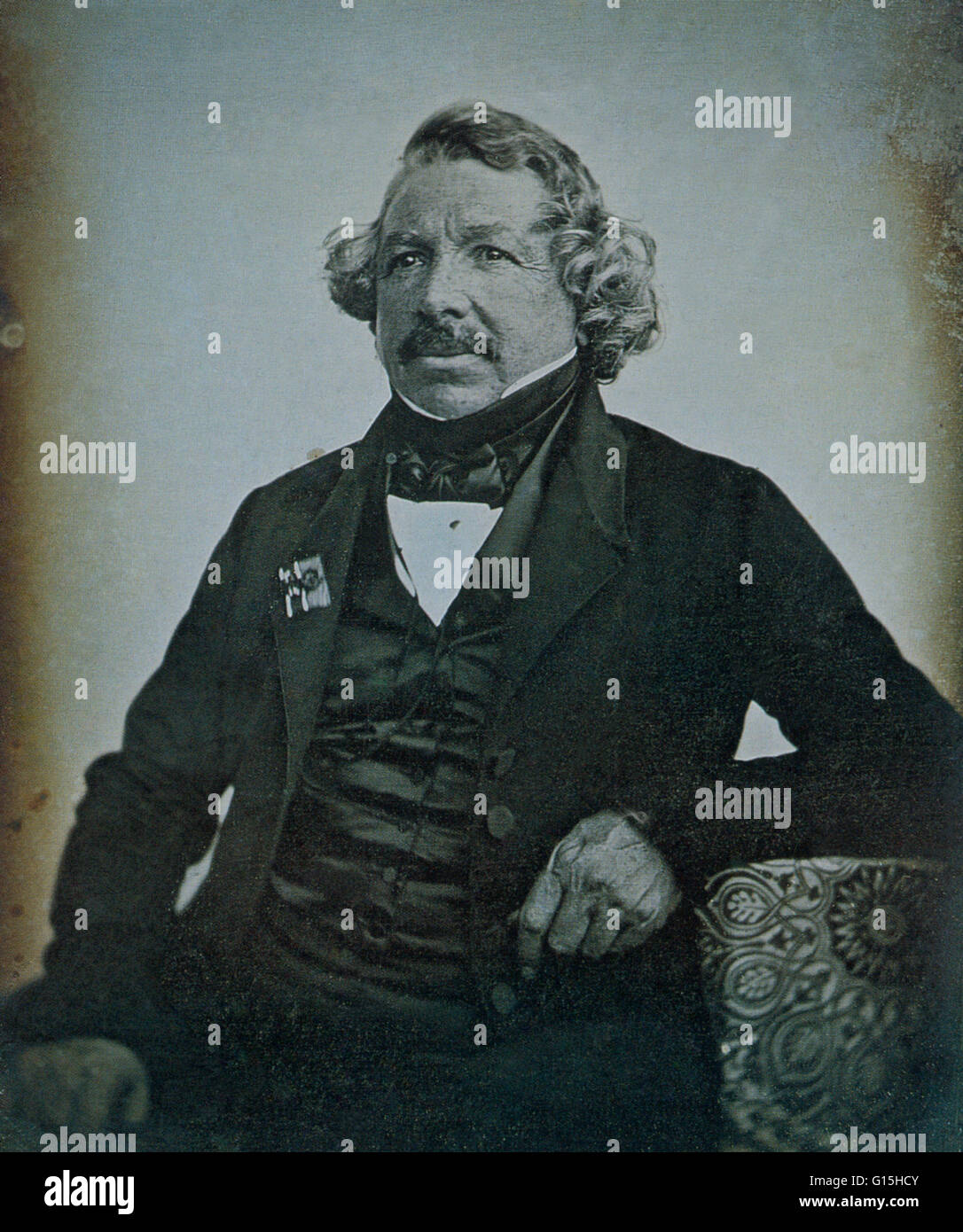 Daguerre portrait by Jean-Baptiste Sabatier-Blot (1844). Louis-Jacques-Mandé Daguerre (November 18, 1787 - July 10, 1851) was a French artist and physicist and inventor of the daguerreotype process of photography. Although originally employed as a tax off Stock Photo