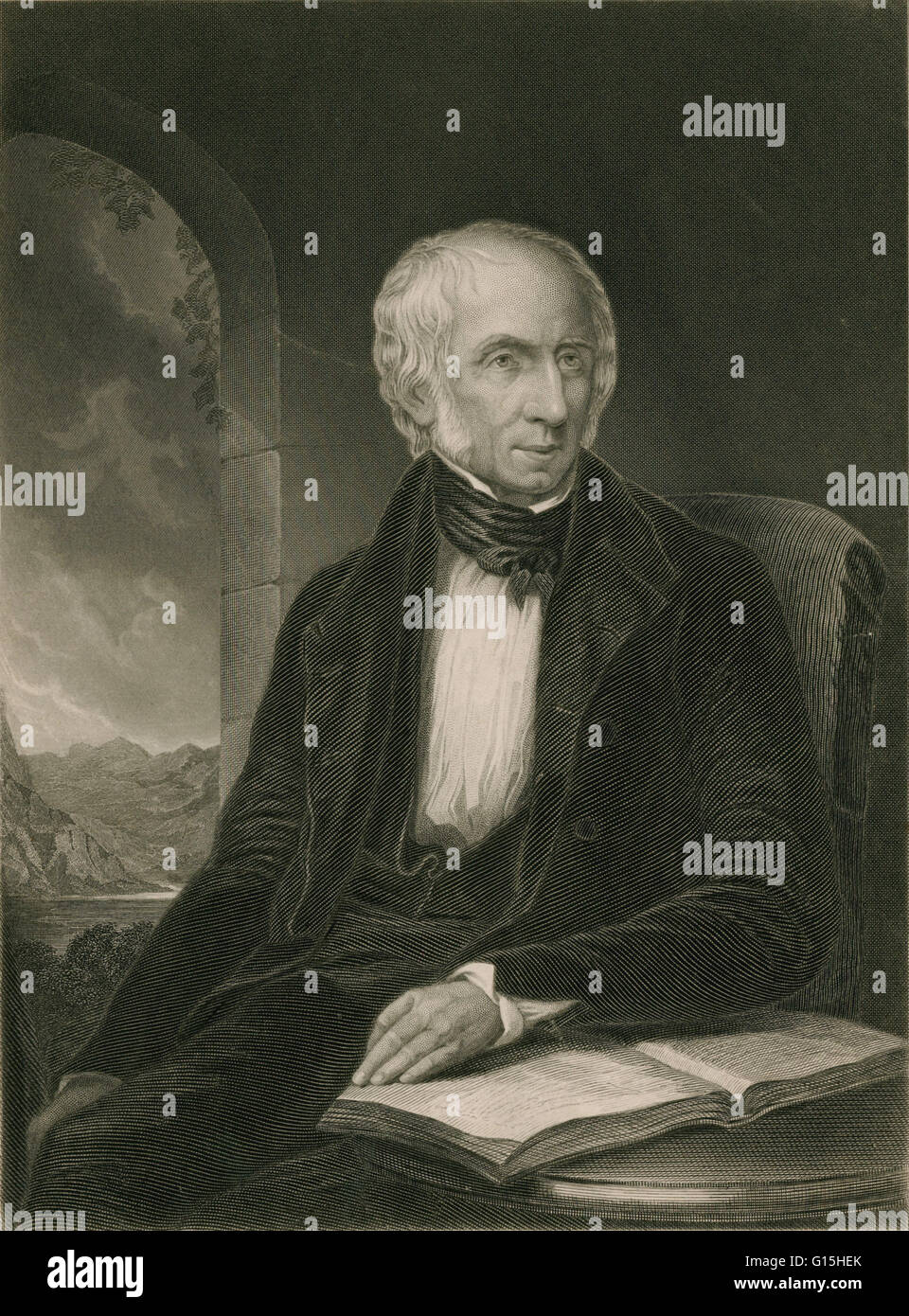 William Wordsworth (1770-1850) was a major English Romantic poet who, with Samuel Taylor Coleridge, helped to launch the Romantic Age in English literature with the 1798 joint publication Lyrical Ballads. Wordsworth's magnum opus is The Prelude, a semi-au Stock Photo