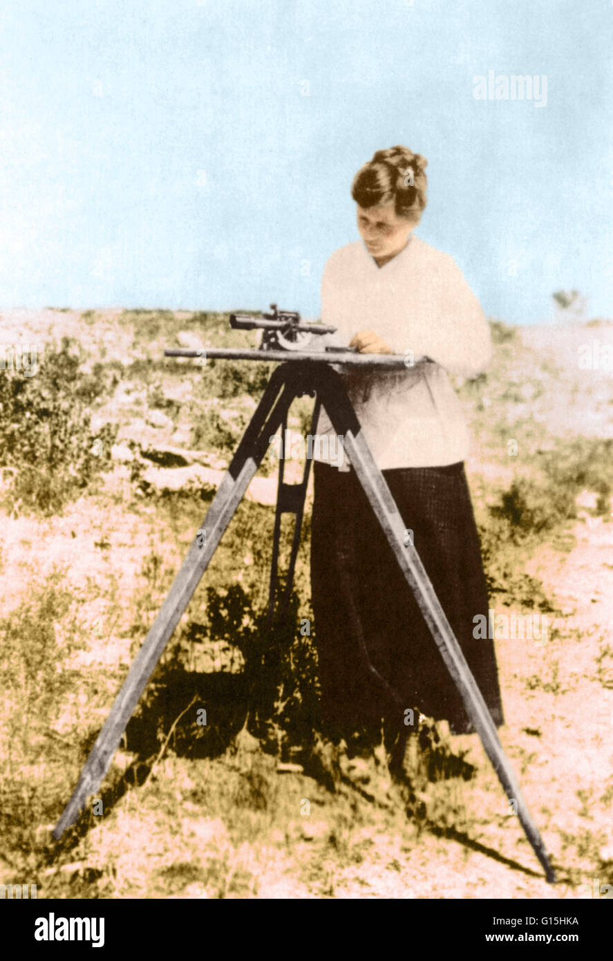 Color enhanced photograph of Mrs. H. H. Adams, a geologist and
