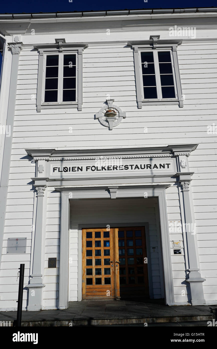 Restaurant on Mount Floyen, Bergen, Hordaland, Norway, Scandinavia, Europe Stock Photo