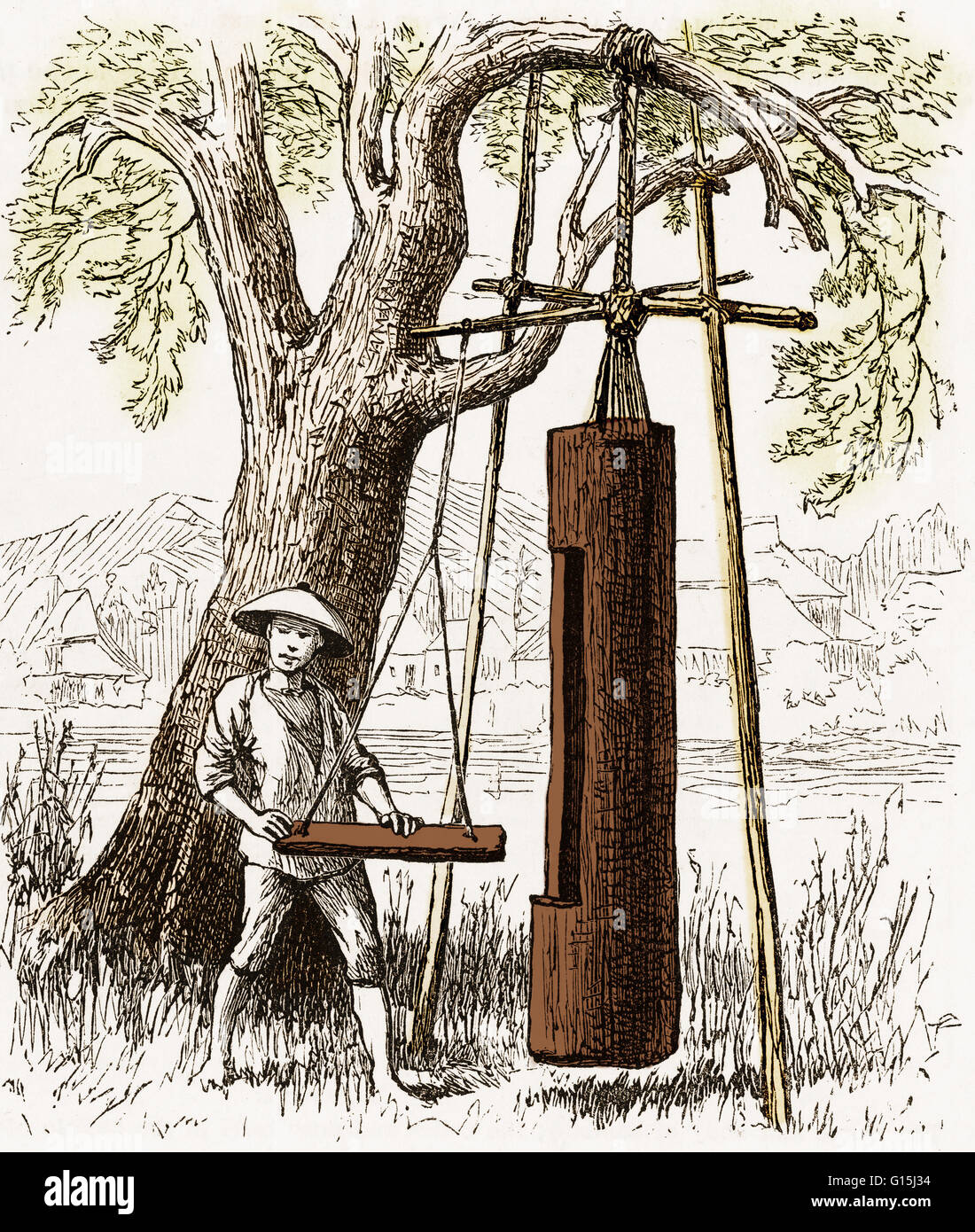 A village clock in the Philippines, 1876 Stock Photo Alamy