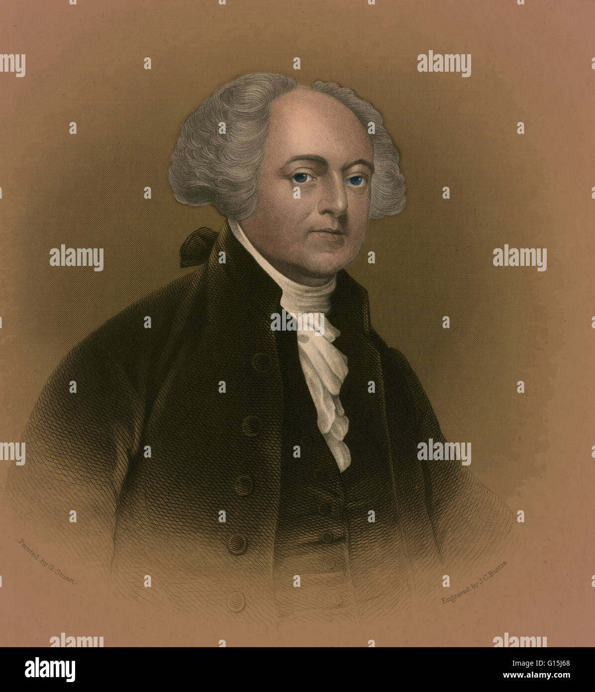 John Adams (October 19, 1735 - July 4, 1826) was an American lawyer, statesman, diplomat and political theorist. A leading champion of independence in 1776, he was the second President of the United States (1797-1801). Adams, a prominent lawyer and public Stock Photo