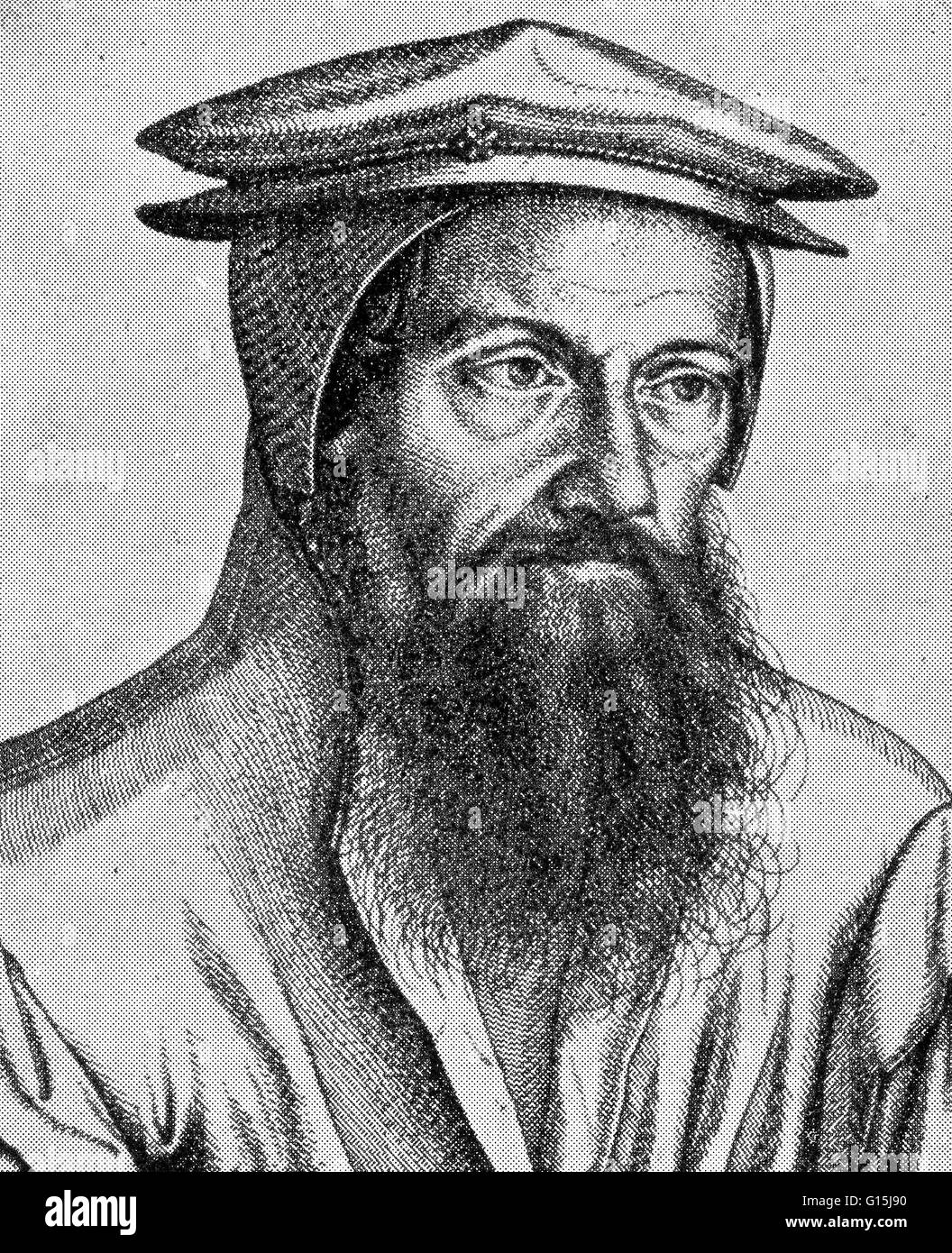 Conrad Gesner (March 26, 1516 - December 13, 1565) was a Swiss naturalist and bibliographer. His five-volume Historiae animalium (1551-1558) is considered the beginning of modern zoology, and the flowering plant genus Gesneria (Gesneriaceae) is named afte Stock Photo