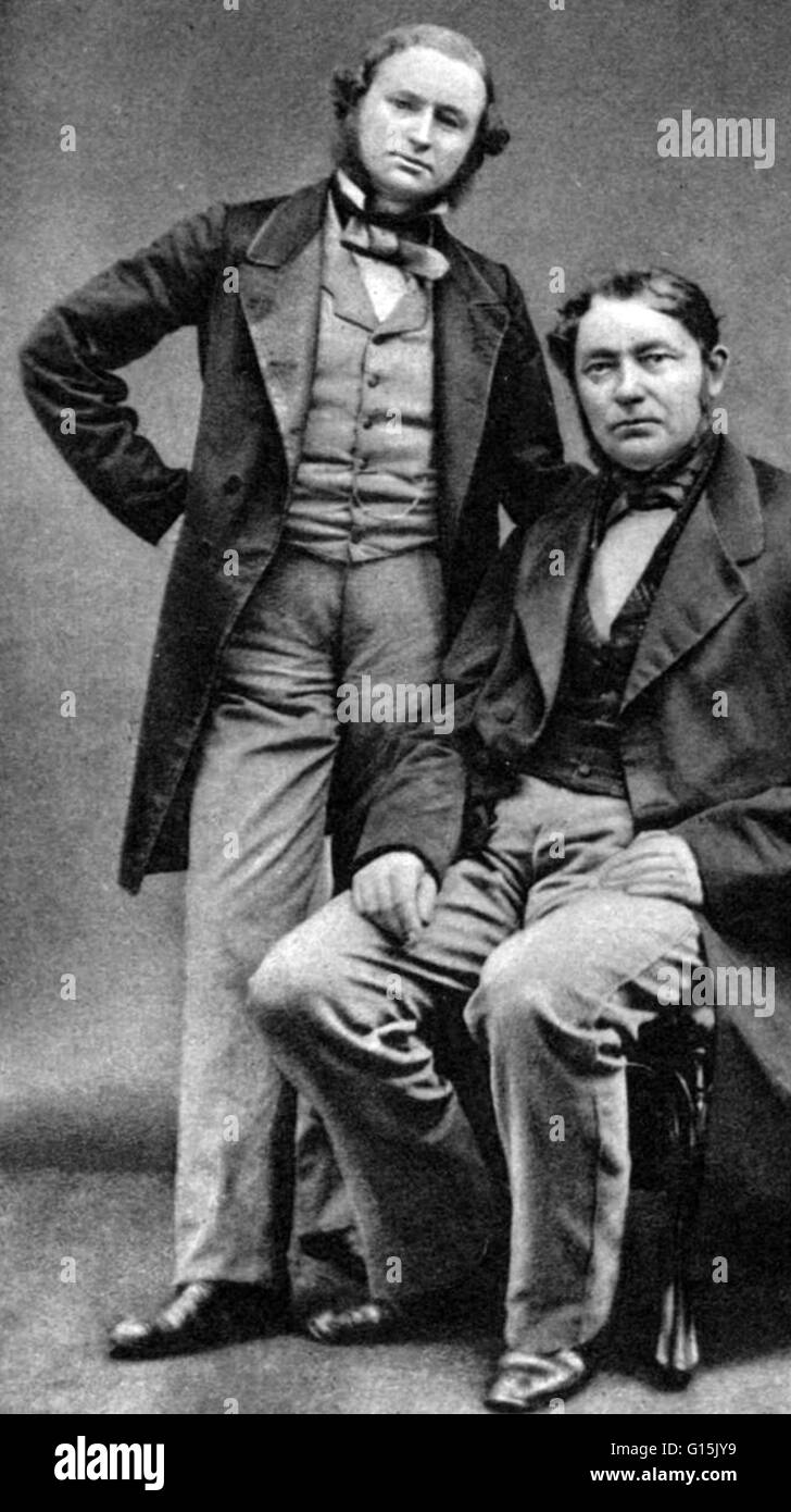 In 1860 Robert Bunsen (1811-1899) and Gustav Kirchhoff (1824-1887) discovered two alkali metals, cesium and rubidium, with the aid of the spectroscope they had invented the year before. Bunsen and Kirchhoff met and became friends in 1851, when Bunsen spen Stock Photo