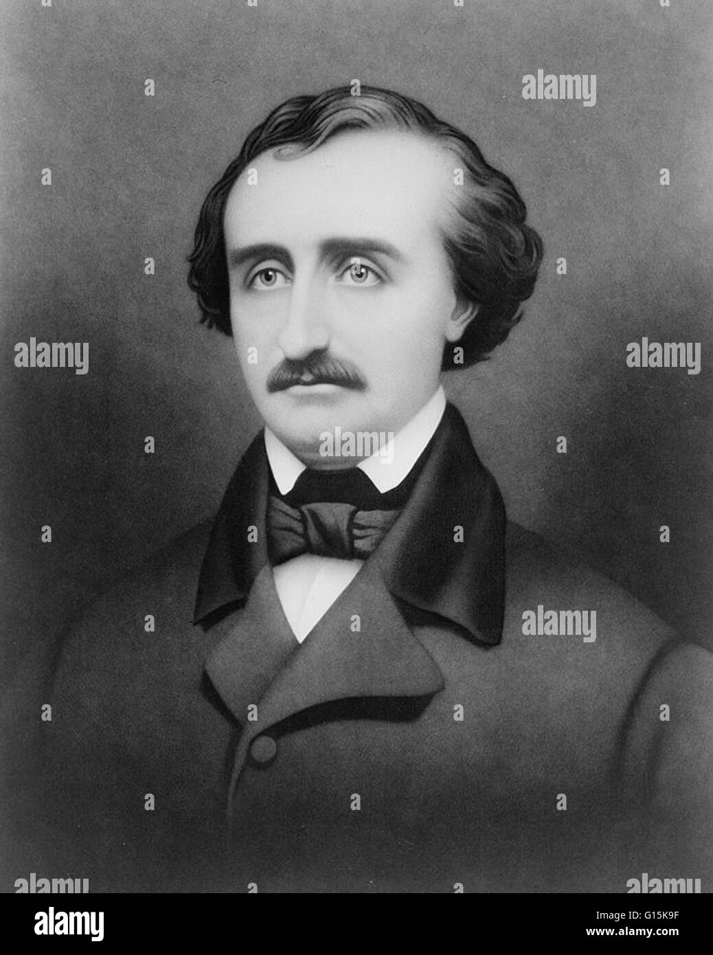 Edgar Allan Poe (1809-1849) was an American author, poet, editor and literary critic, considered part of the American Romantic Movement. Best known for his tales of mystery and the macabre, Poe was one of the earliest American practitioners of the short s Stock Photo