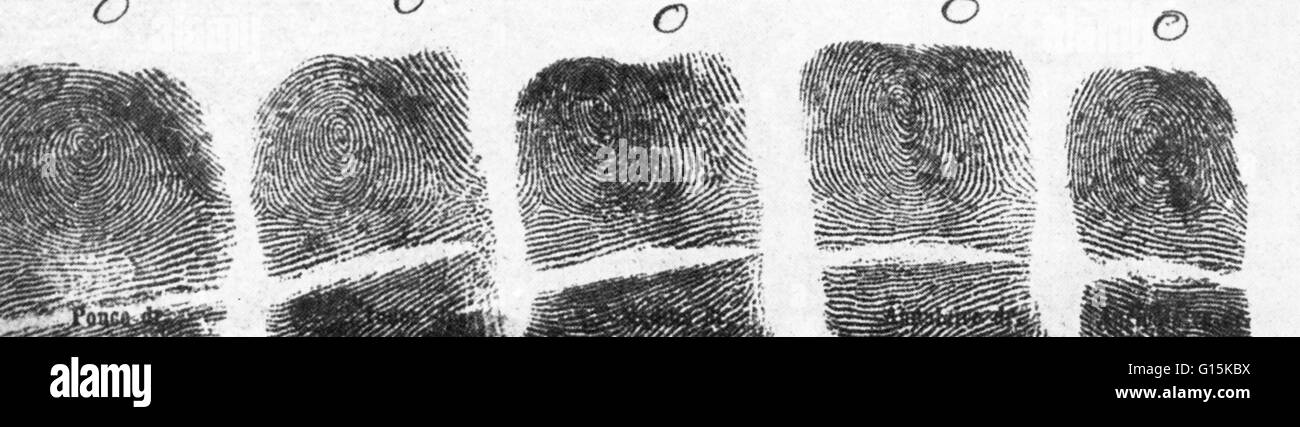 The fingerprints of Vincenzo Peruggia (1881-1925), an Italian museum worker who stole the Mona Lisa from the Louvre in Paris, France, on 21 August 1911.  He kept it under his bed and on his kitchen table for two years before trying to sell it to an Italia Stock Photo