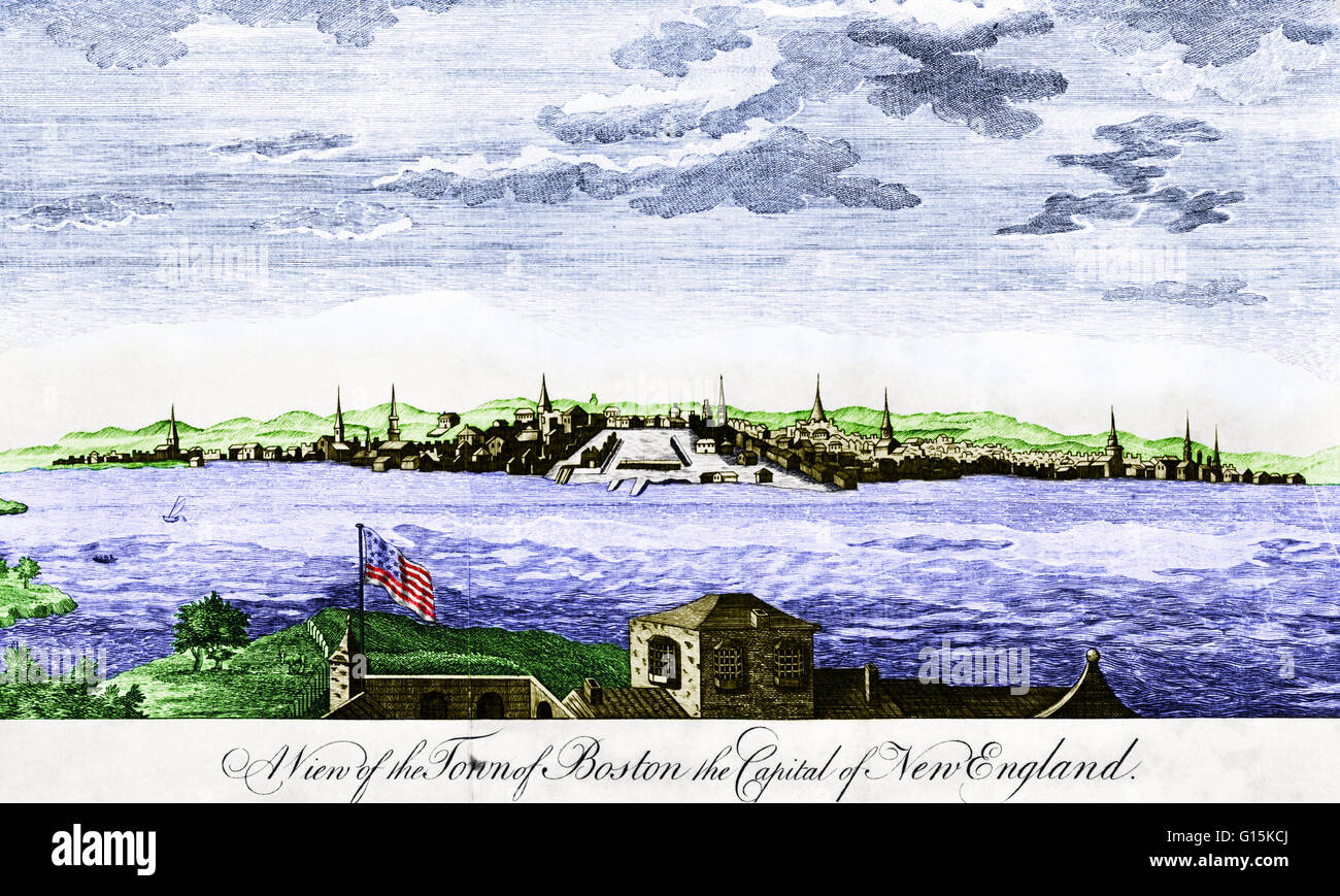 A view of Boston, from 1787. Stock Photo