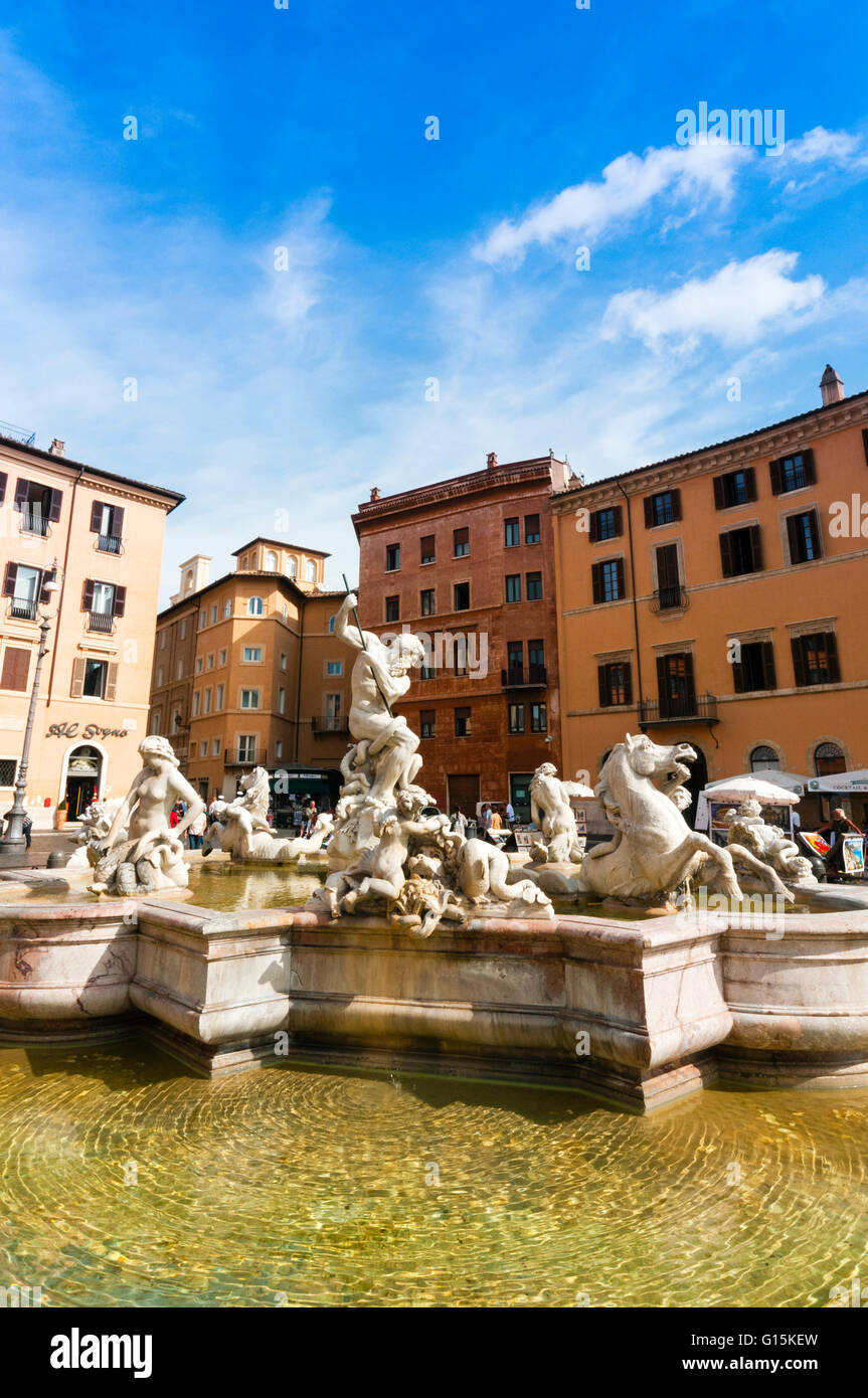 Fountain of Neptune, Piazza Navona, Rome, Unesco World Heritage Site, Latium, Italy, Europe Stock Photo