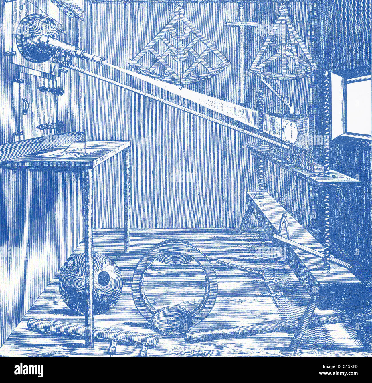 Apparatus of Johannes Hevelius (about 1640) used for studying the sun ...
