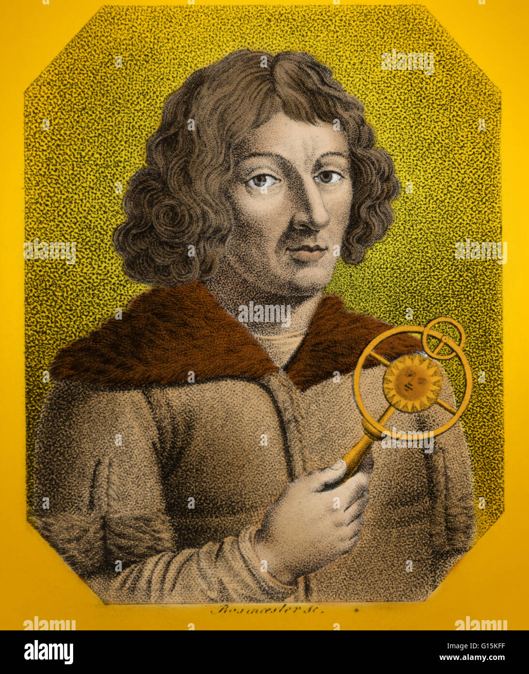 Nicolaus Copernicus (February 19, 1473 - May 24, 1543) was a Polish Renaissance mathematician and astronomer, of a Prussian descent, who formulated a model of the universe that placed the Sun rather than the Earth at the center of the universe. This syste Stock Photo