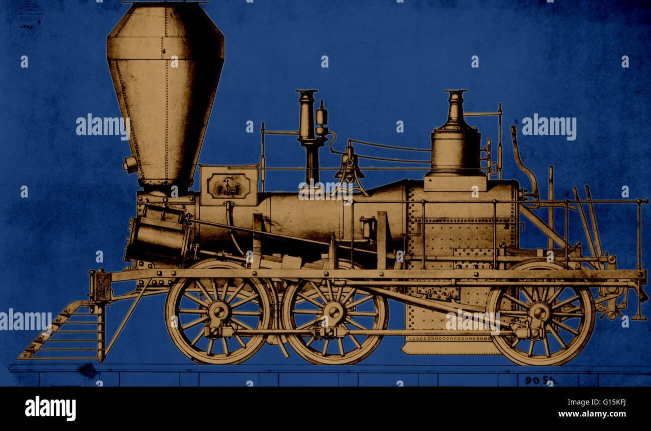 A Baldwin six-coupled flexible beam truck locomotive.  This general design, introduced in 1842, was built up to the period of the Civil War. Stock Photo