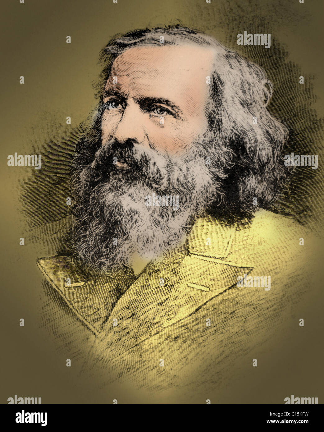Dmitri Ivanovich Mendeleev (February 8, 1834 - February 2, 1907) was a Russian chemist and inventor. He is credited as being the creator of the first version of the periodic table of elements. Using the table, he predicted the properties of elements yet t Stock Photo