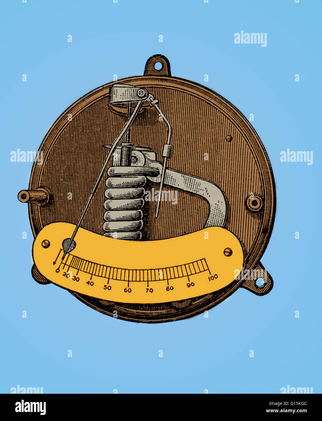 An ammeter, an instrument that measures electric current in a circuit. Stock Photo
