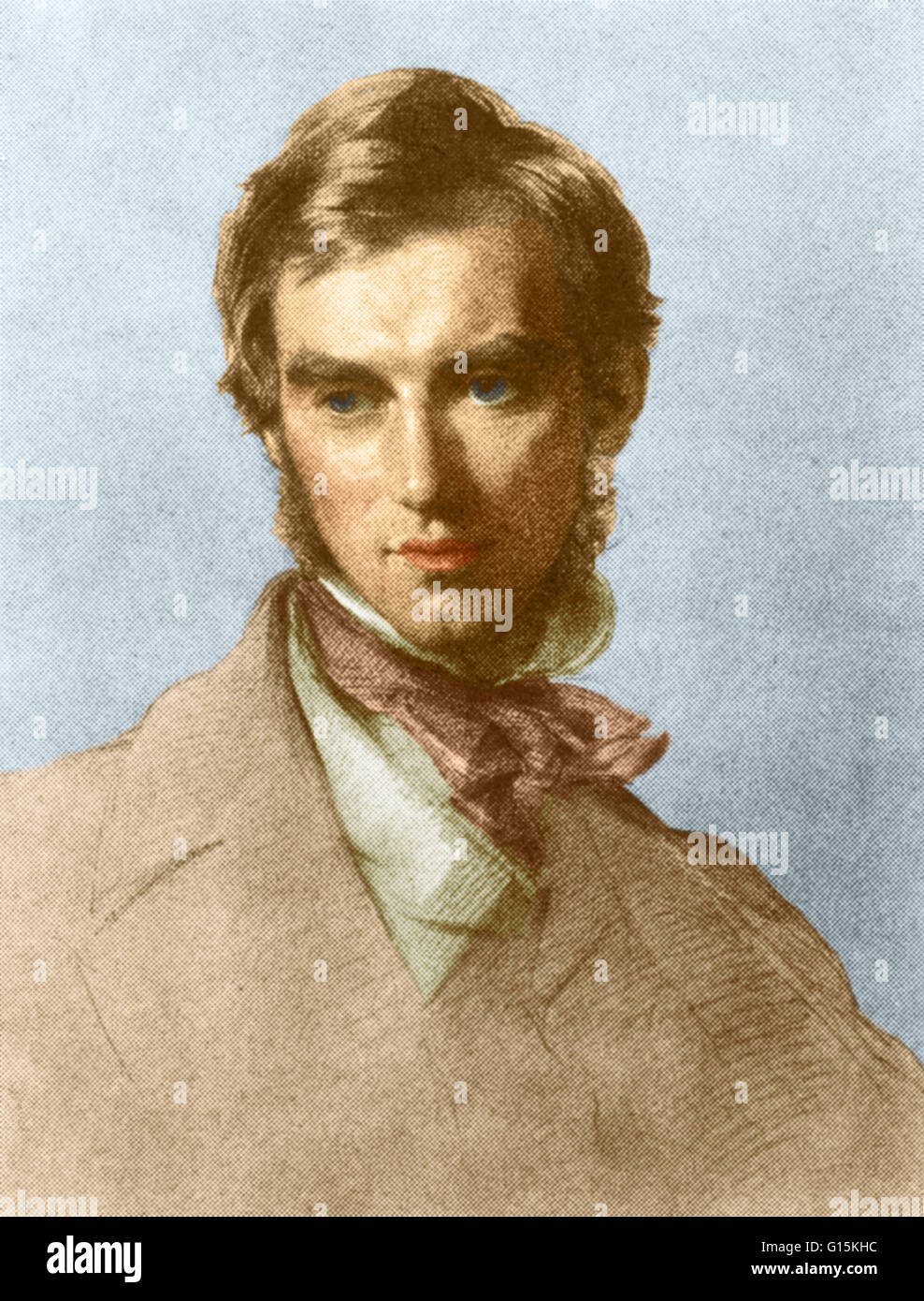 Color enhanced portrait of Joseph Dalton Hooker (1817-1911), one of the greatest British botanists and explorers of the 19th century. Hooker was a founder of geographical botany, and Charles Darwin's closest friend and confidant. He was Director of the Ro Stock Photo