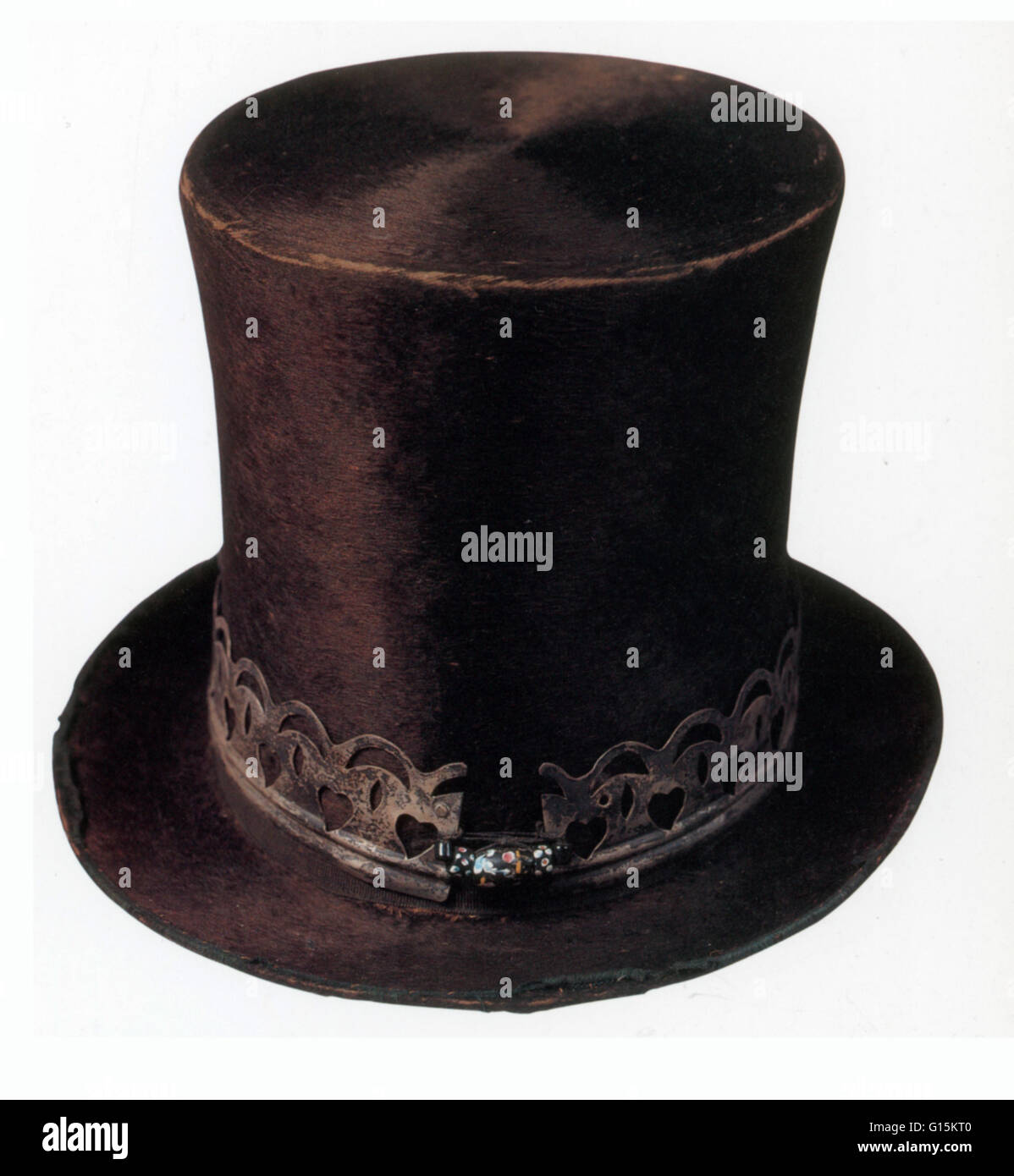 19th Century Beaver Skin Top Hat & Original Leather Hat Box, c