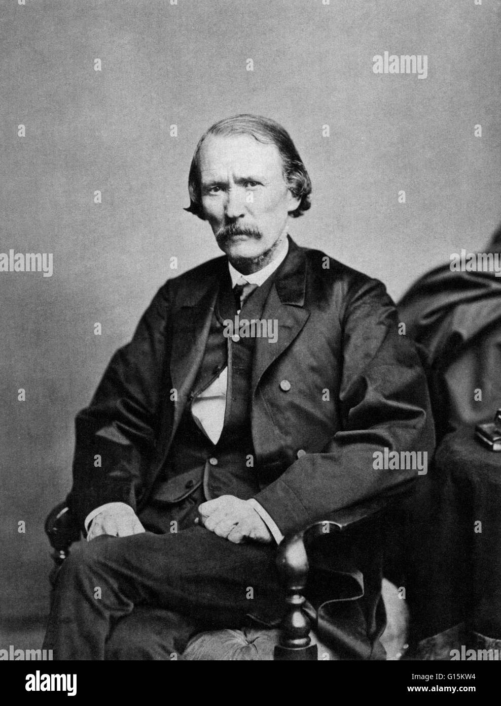 This was the last picture taken of Christopher Houston Carson (December 24, 1809 - May 23, 1868), known as Kit Carson, was an American trailblazer and Indian fighter. He left home at age 16 and became a mountain man and trapper in the West. He explored th Stock Photo