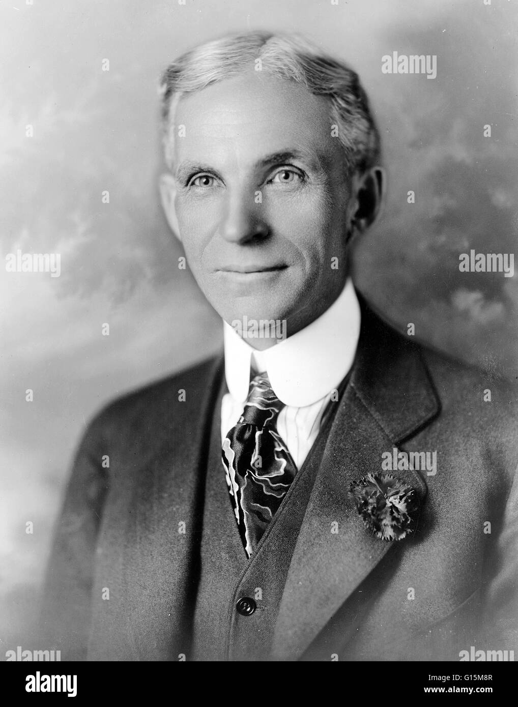 Henry Ford (July 30, 1863 - April 7, 1947) was an American industrialist, the founder of the Ford Motor Company, and sponsor of the development of the assembly line technique of mass production. His introduction of the Model T automobile revolutionized tr Stock Photo