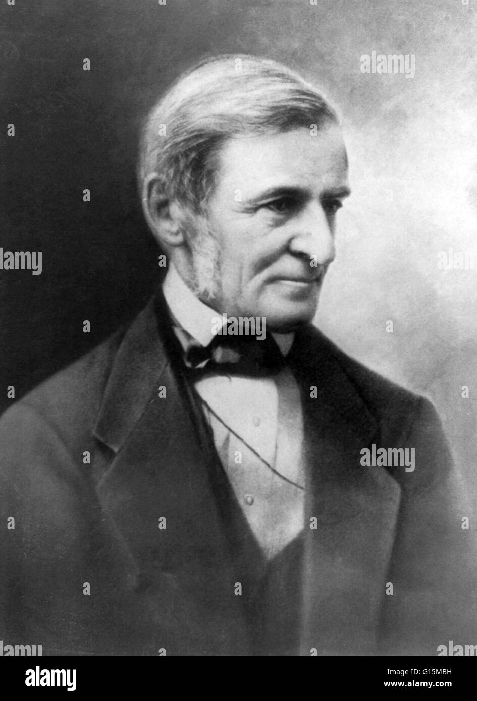 Ralph Waldo Emerson (May 25, 1803 - April 27, 1882) was an American essayist, lecturer, and poet, who led the Transcendentalist movement of the mid-19th century. He was a champion of individualism who disseminated his thoughts through dozens of published Stock Photo