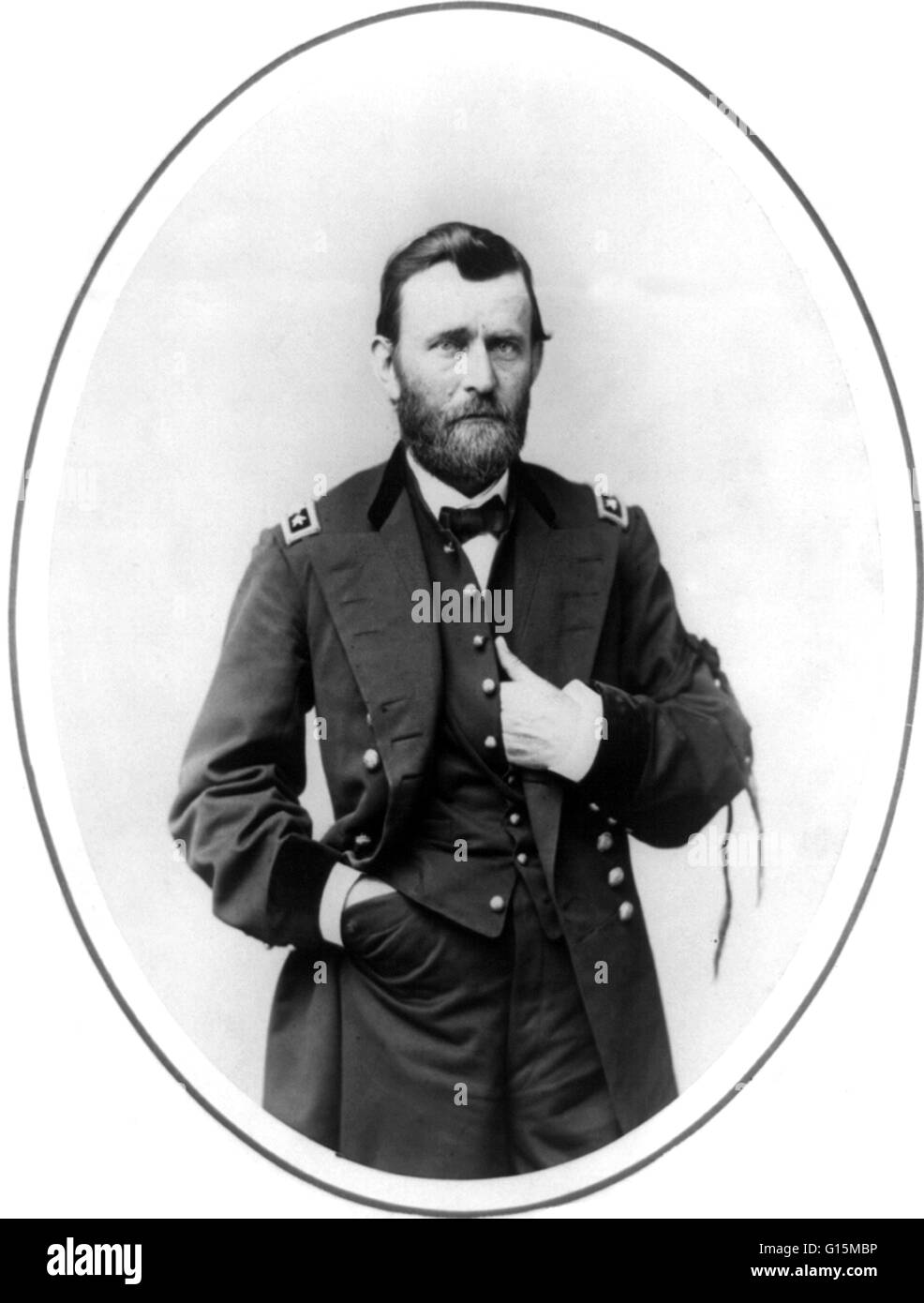 Ulysses S. Grant (born Hiram Ulysses Grant; April 27, 1822 - July 23, 1885) was the 18th President of the United States. A career soldier, he graduated from the United States Military Academy at West Point and served in the Mexican-American War. Under Gra Stock Photo