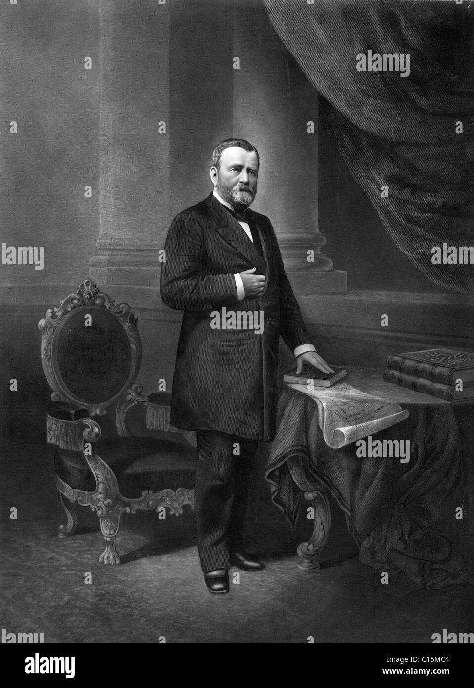 Ulysses S. Grant (born Hiram Ulysses Grant; April 27, 1822 - July 23, 1885) was the 18th President of the United States. A career soldier, he graduated from the United States Military Academy at West Point and served in the Mexican-American War. Under Gra Stock Photo