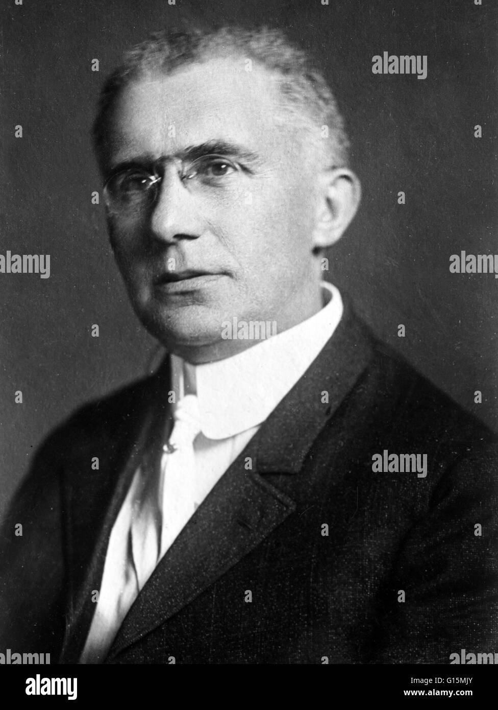 Emile Berliner (May 20, 1851 - August 3, 1929) was a German-born American inventor. He became interested in the new audio technology of the telephone and phonograph, and invented an improved telephone transmitter (one of the first type of microphones). Th Stock Photo