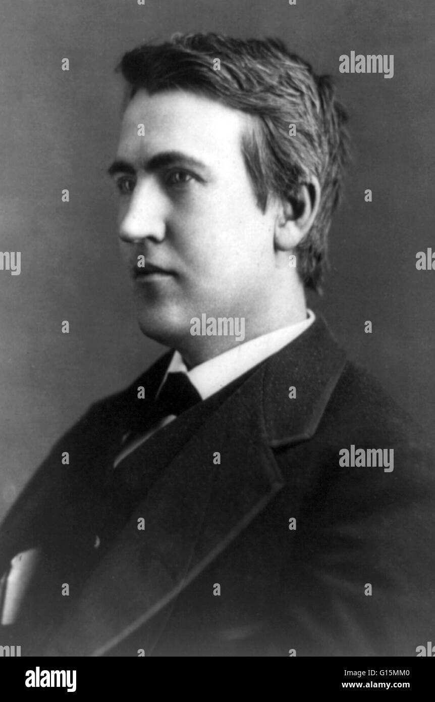 Thomas Alva Edison (February 11, 1847 - October 18, 1931) was an American inventor and businessman. He developed many devices that greatly influenced life around the world, including the phonograph, the motion picture camera, and a long-lasting, practical Stock Photo