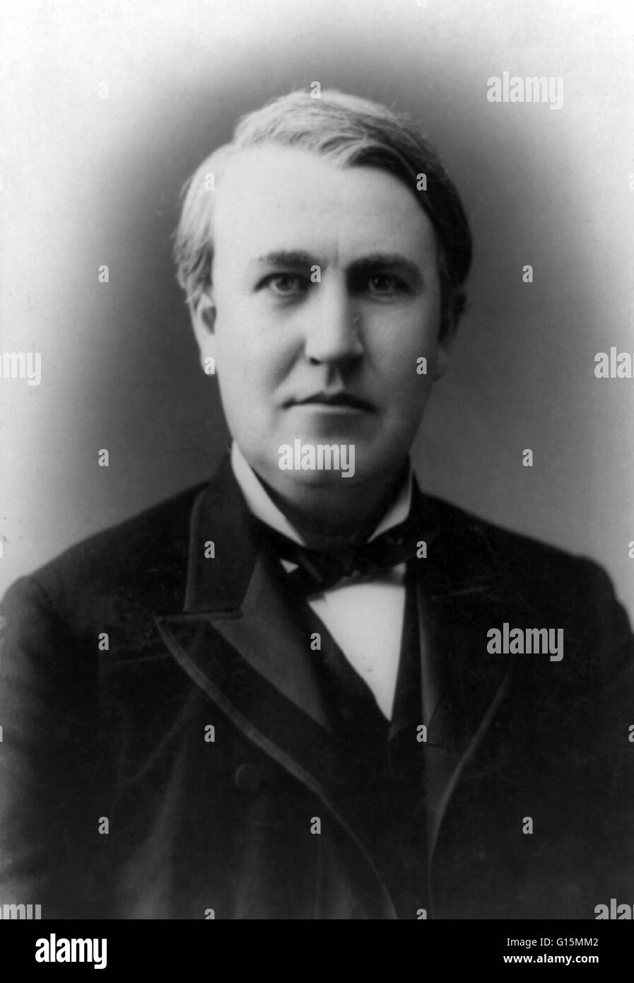 Thomas Alva Edison (February 11, 1847 - October 18, 1931) was an American inventor and businessman. He developed many devices that greatly influenced life around the world, including the phonograph, the motion picture camera, and a long-lasting, practical Stock Photo