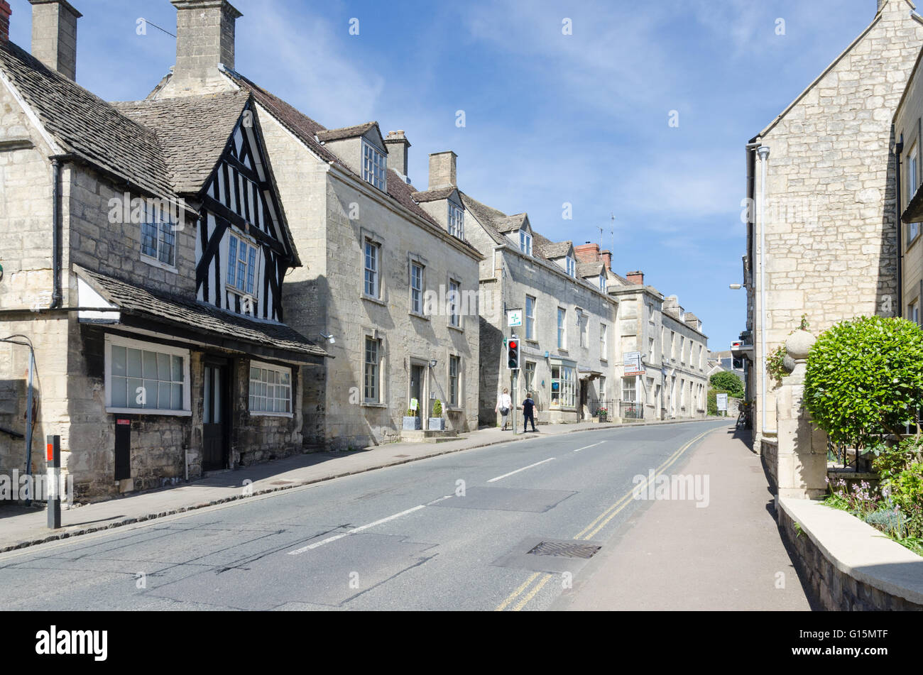 View along New Street through the centre of Painswick, Gloucestershire Stock Photo