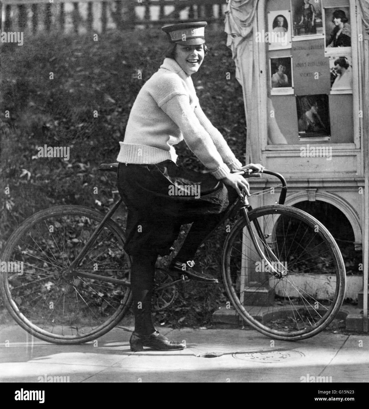 No more messenger boys for the National Woman's Party, from president to messenger all the members of the staff are feminine. This is in accordance with the stipulation of Mrs. Belmont when she donated the National Woman's Party headquarters. Photo of Jul Stock Photo