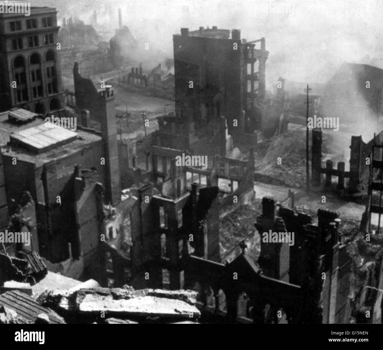 The Great Baltimore Fire raged in Baltimore, Maryland, on Sunday, February 7, and Monday, February 8, 1904. Over 1,200 firefighters were required to bring the blaze under control. It destroyed a major part of central Baltimore with an estimated $85 millio Stock Photo