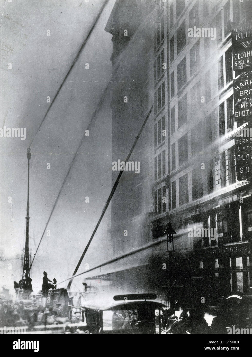 The Triangle Shirtwaist Factory fire in New York City on March 25, 1911