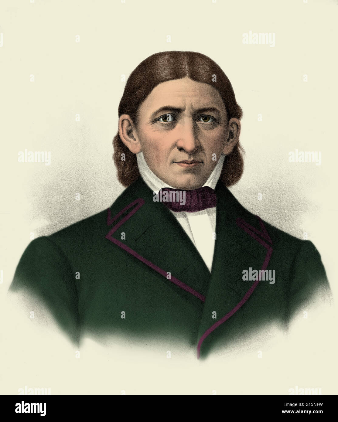 Color-enhanced portrait of Friedrich Wilhelm August Fröbel (April 21, 1782 - June 21, 1852) was a German pedagogue, a student of Pestalozzi who laid the foundation for modern education based on the recognition that children have unique needs and capabilit Stock Photo