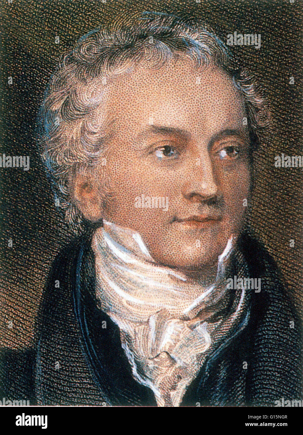 Thomas Young (June 13, 1773 - May 10, 1829) was an English polymath. He made notable scientific contributions to the fields of vision, light, solid mechanics, energy, physiology, language, musical harmony, and Egyptology. He began to study medicine in Lon Stock Photo