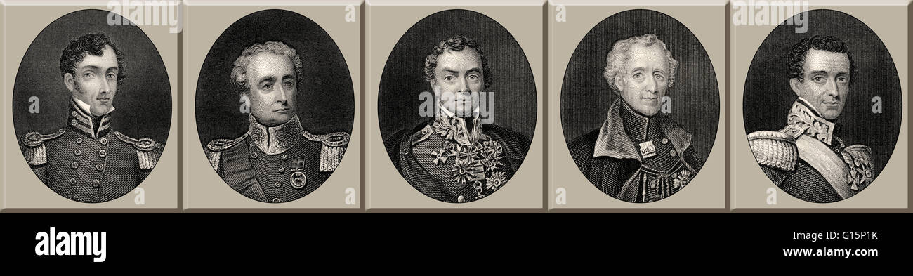 British Army officers in India, 19th century, SIR John Hunter Littler, Sir Robert Henry Sale, Henry Hardinge, Hugh Gough, Sir He Stock Photo