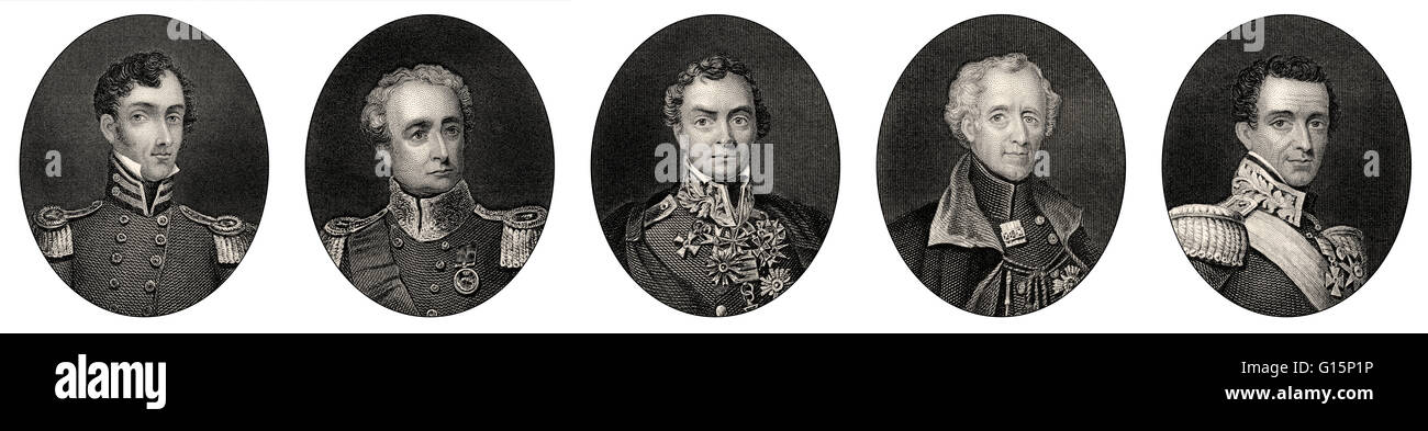 British Army officers in India, 19th century, SIR John Hunter Littler, Sir Robert Henry Sale, Henry Hardinge, Hugh Gough, Sir He Stock Photo