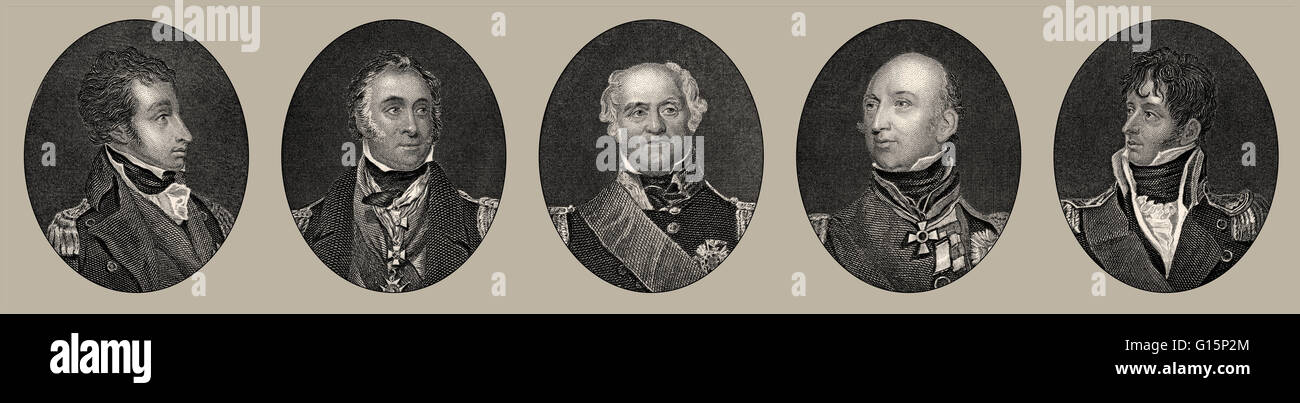 British Royal Navy officers, 18th century Stock Photo