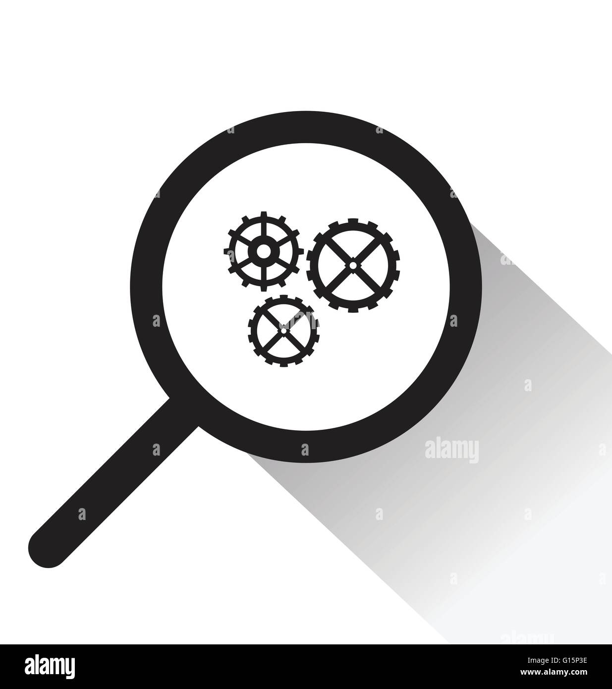 vector magnifying glass with Gear icon on white background Stock Vector ...
